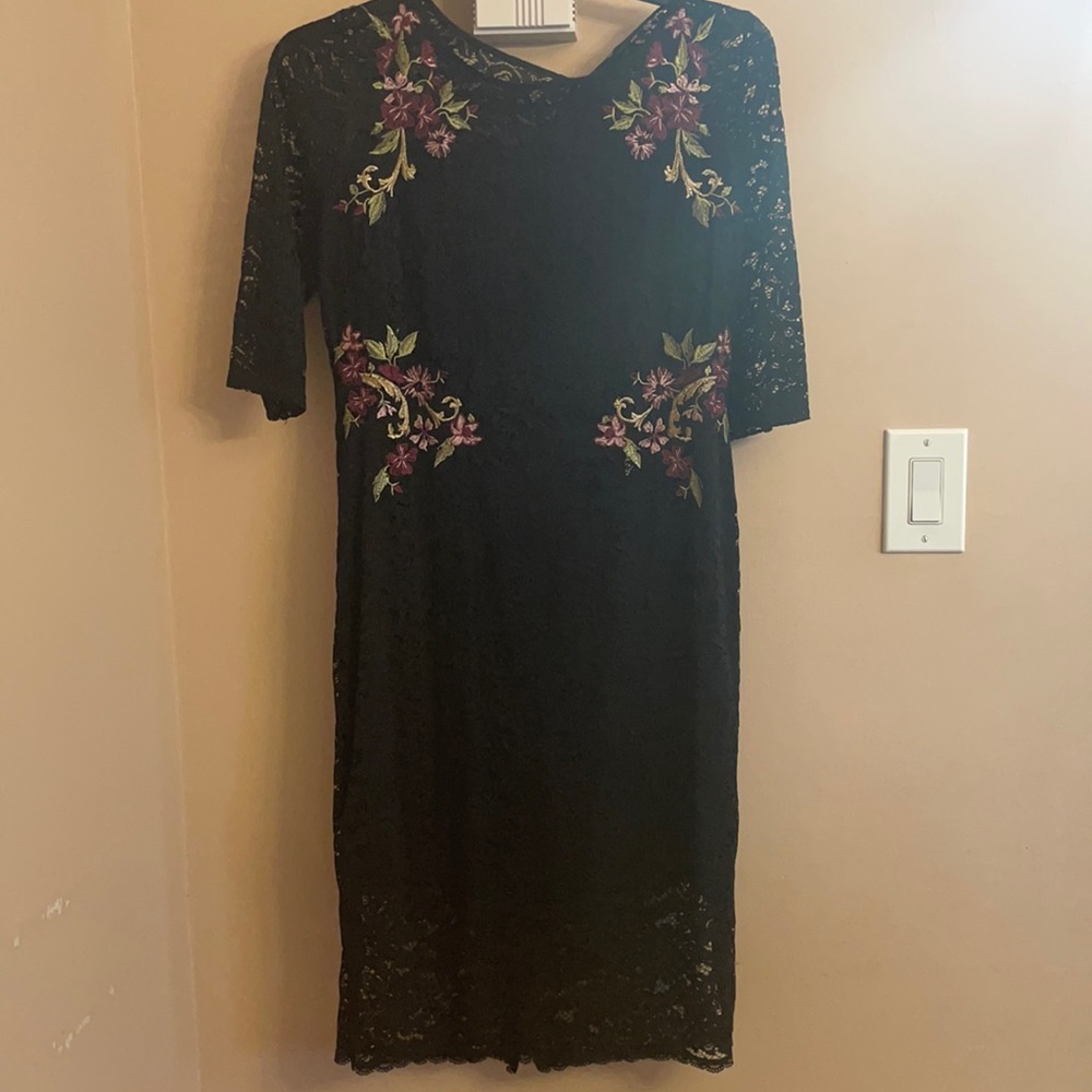 Black lace dress with flower detail